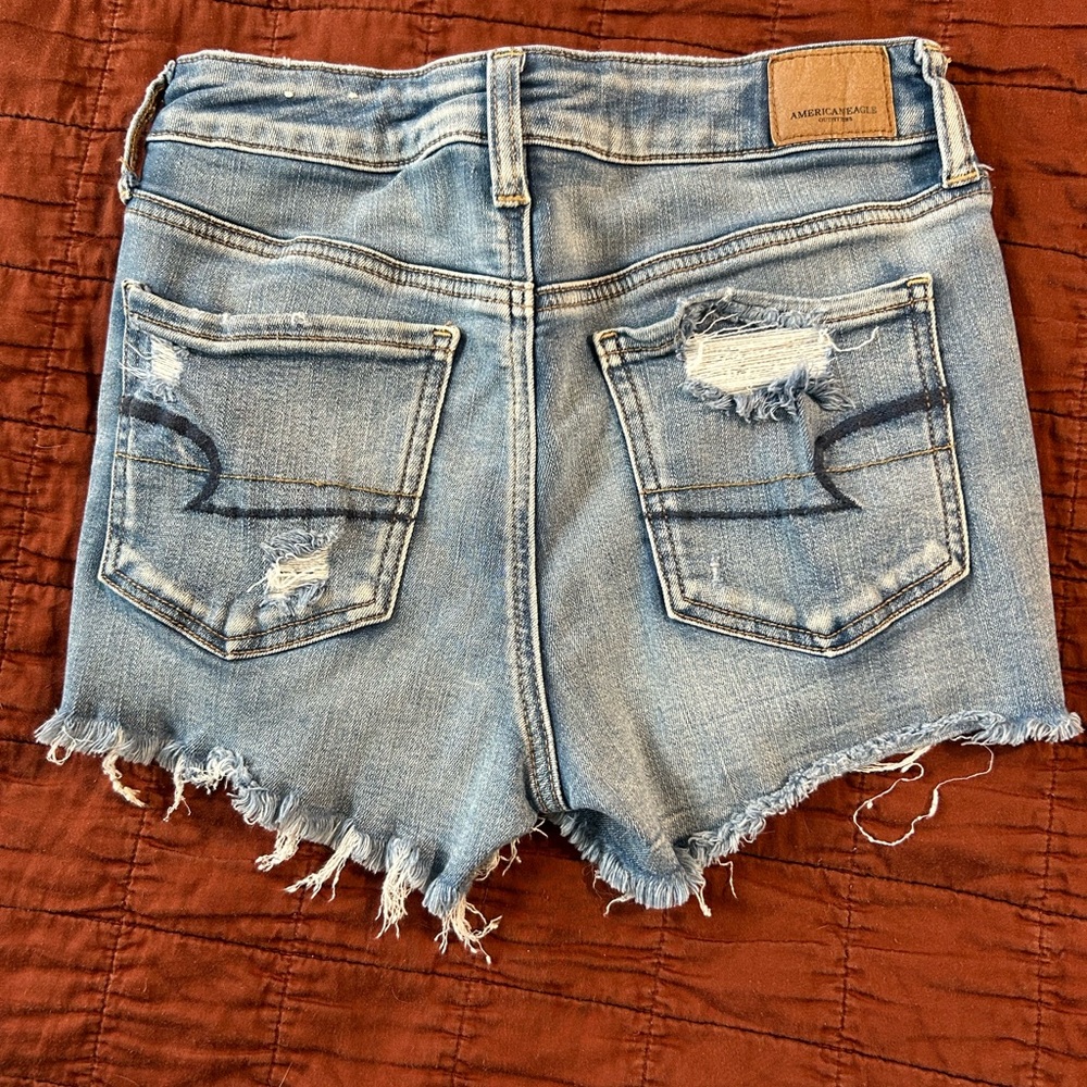 American Eagle Outfitters Light Blue Distressed Jean Shorts